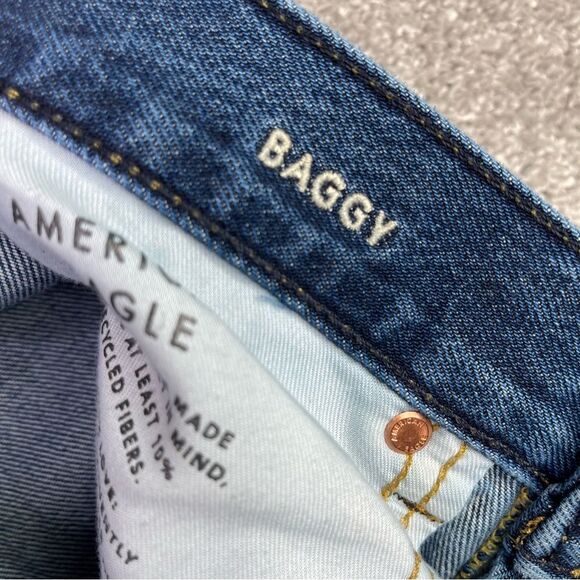 American Eagle Jeans Men's 30X27 Blue Baggy Straight Mid-Rise Dark Wash Denim - Picture 6 of 12